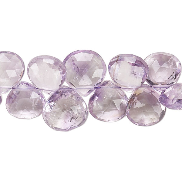 Lavender amethyst 1pkg1, hand-cut top-drilled faceted puffed teardrop bead natural 8 inch 9-10mm image number 0