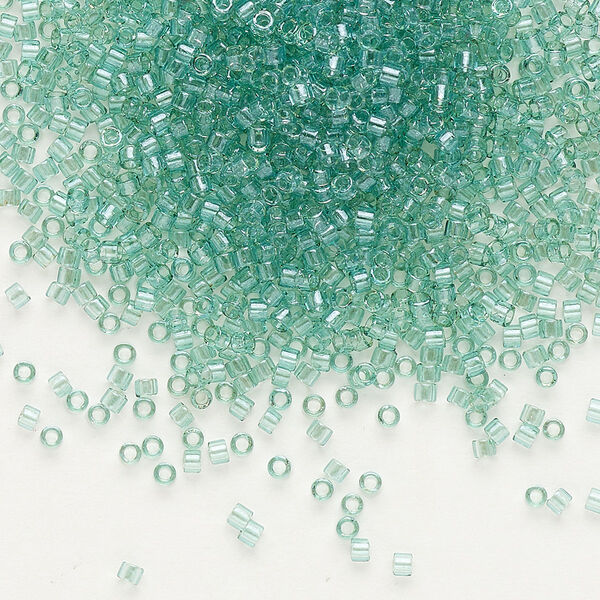 Seed bead, Delica®, glass, pkg/250g, #11 round, translucent glazed luster seafoam (DB-0112). image number 0