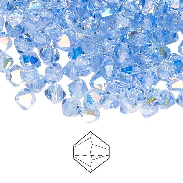 Bead 144pk light sapphire AB, Preciosa Czech crystal 5mm bicone image number 0