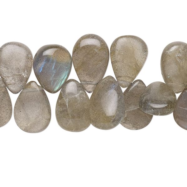 Labradorite 1pkg1, hand-cut top-drilled puffed teardrop bead natural 8 inch 11x8mm-14x10mm image number 0