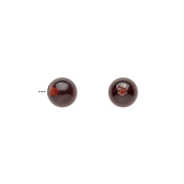 Garnet 1pkg1, half-drilled round bead natural B grade, 6mm image number 0