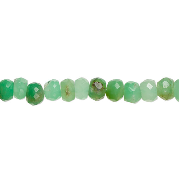 Chrysoprase 1pkg1, hand-cut faceted rondelle bead natural 8 inch 6x3mm-7x4mm image number 0