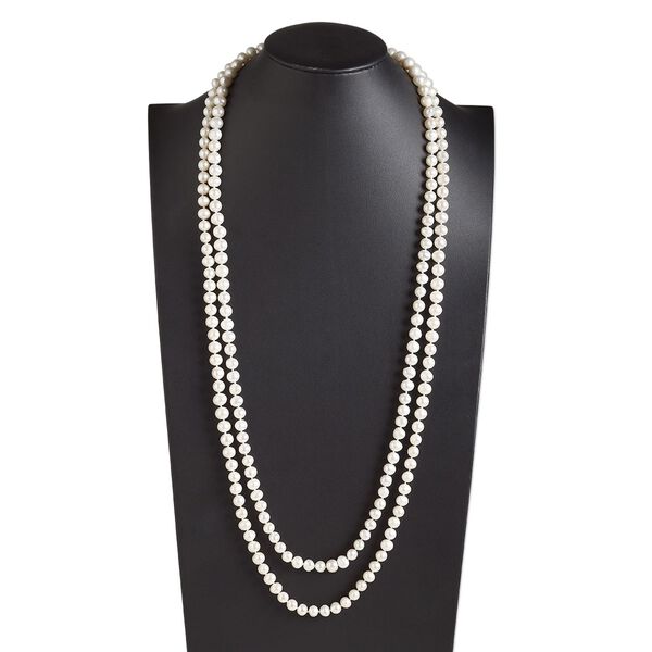 Pearl, White Lotus™, cultured freshwater (bleached), white, 8-9mm semi-round, C grade, Mohs hardness 2-1/2 to 4. Sold per 72-inch strand. image number 0