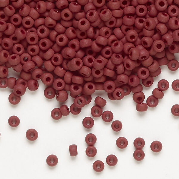 Seed bead, Miyuki, glass, pkg/250g, #8 rocaille, opaque matte currant, (RR-419F). image number 0