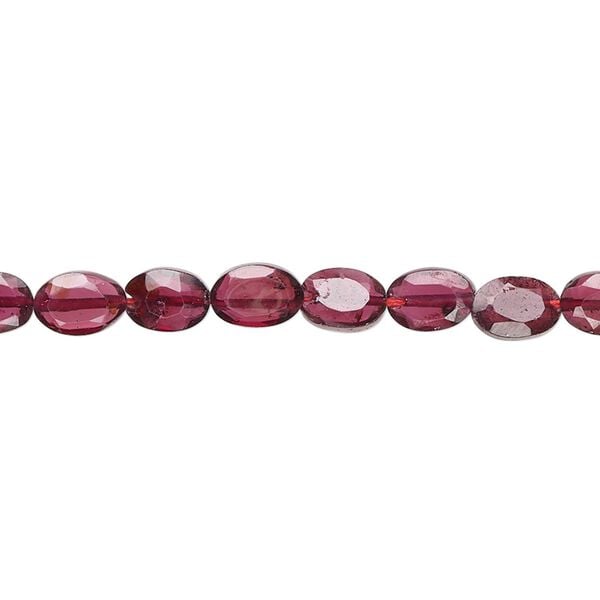 Garnet 1pkg1, hand-cut faceted flat oval bead 15.5-16 inch 7x6mm image number 0