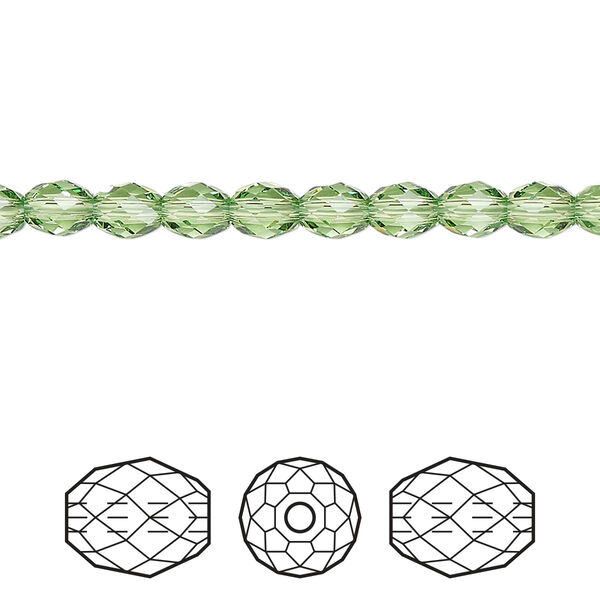 Bead 360pk peridot, Swarovski® ReCreated™ 5x4mm olive briolette 5044 image number 0
