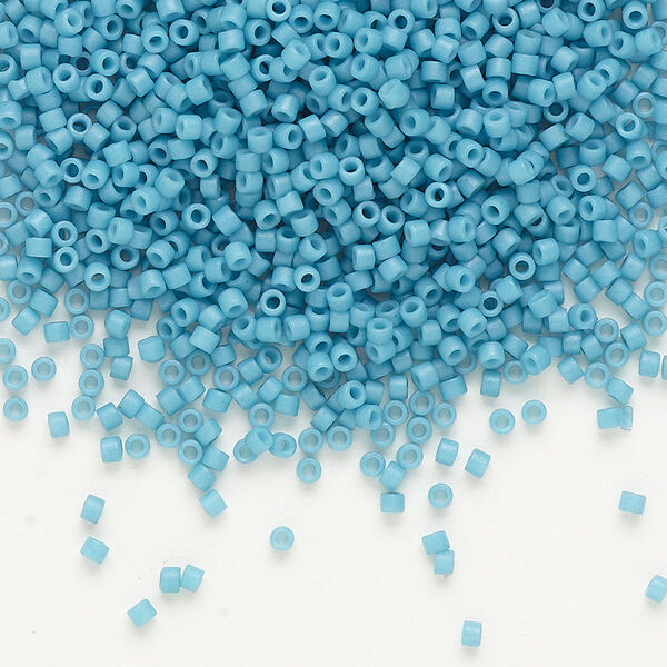 Seed bead, Delica®, glass, pkg/250g, #11 round, opaque matte capri blue light blue (DB-0798). image number 0