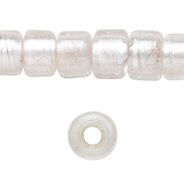 Bead, lampworked glass, semitransparent clear with fine silver foil, 12x8mm crow. Sold per 15-1/2" to 16" strand. image number 0