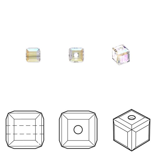 Bead 48pk crystal shimmer, Crystal Passions® 4mm cube 5601 image number 0
