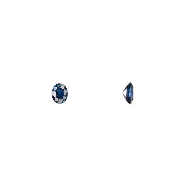 Blue sapphire 1pkg1, hand-cut faceted oval gem 5x4mm image number 0