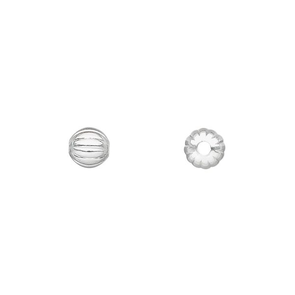 Bead, silver-plated brass, 6mm corrugated round. Sold per pkg of 1,000. image number 0