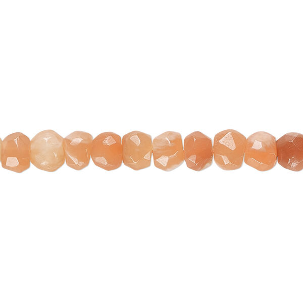 Peach moonstone 1pkg1, hand-cut faceted rondelle bead natural 7 inch 5x3mm-6x4mm image number 0