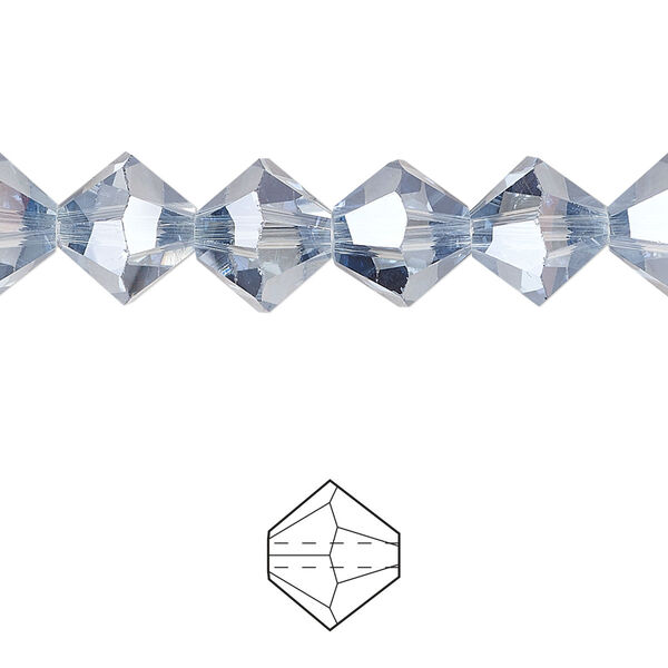 Bead 48pk translucent crystal silver night, Celestial Crystal® 10mm bicone image number 0