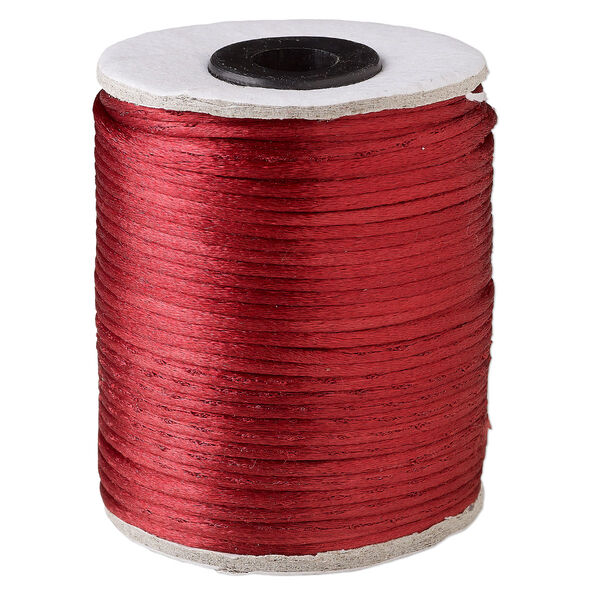 Cord, Satinique™, satin, maroon, 2mm. Sold per 200-foot spool. image number 0