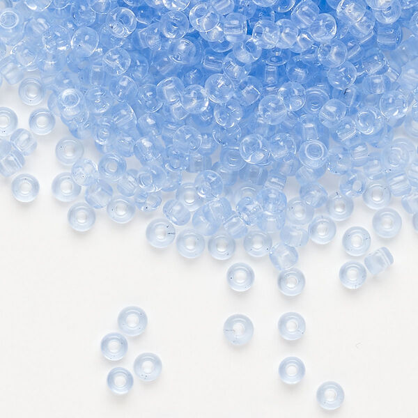 Seed bead, Miyuki, glass, pkg/50g, #8 rocaille, transparent light cornflower blue (RR-159L). image number 0