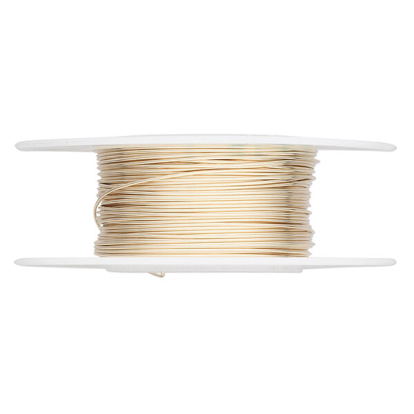 Wire, 12Kt gold-filled, half-hard round, 24 gauge. Sold per 25-foot spool. image number 0