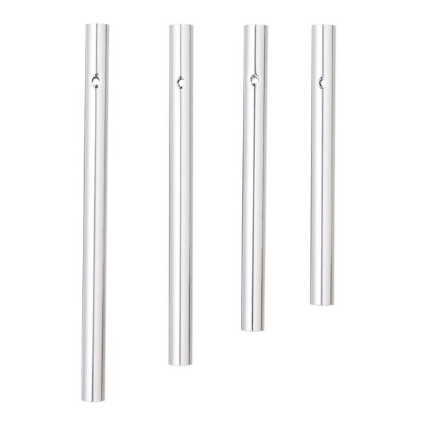 Wind chime component, anodized aluminum, silver, 4-1/2 x 1/3 to 6-1/8 x 1/3 inch hollow rod with 2.5mm beveled hole. Sold per 4-piece set. image number 0