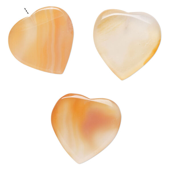 Red agate 1pkg3, half-drilled puffed heart drop 22-24mm image number 0