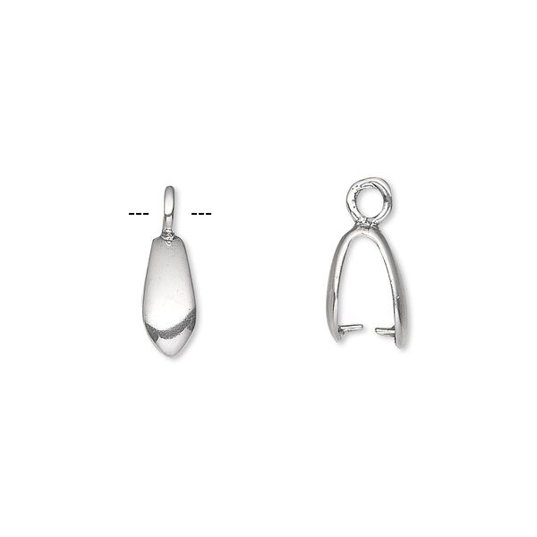 Bail, ice-pick, antiqued sterling silver, 10x4mm teardrop, 7mm grip length. Sold individually. image number 0