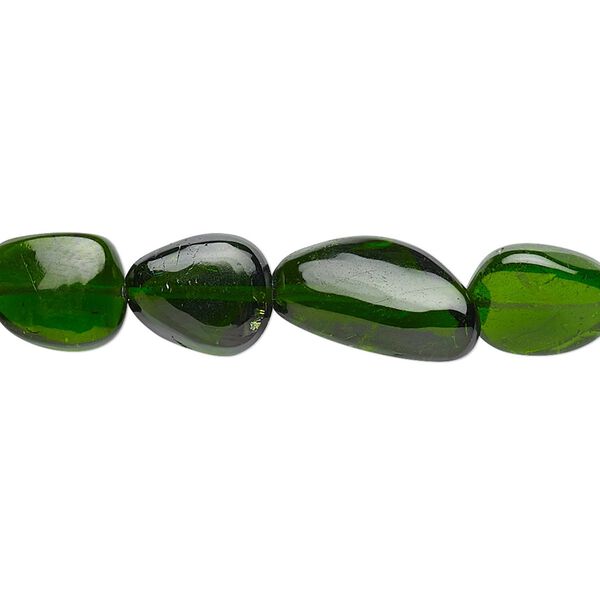Chrome diopside 1pkg1, tumbled nugget bead natural 8 inch graduated 7x5mm-15x11mm image number 0