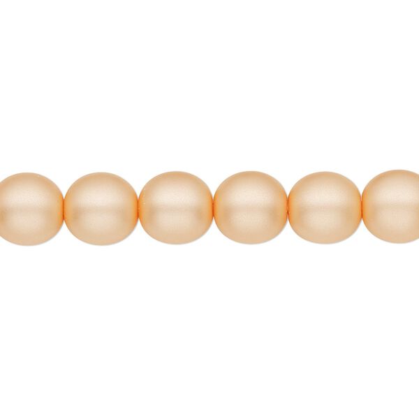 Bead, Czech pearl-coated glass druk, opaque matte peach, 8mm round. Sold per 15-1/2" to 16" strand. image number 0