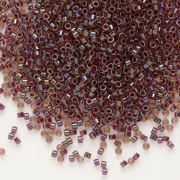 Seed bead, Delica®, glass, pkg/250g, #11 round, translucent purple-lined luster light topaz (DB-0061). image number 0