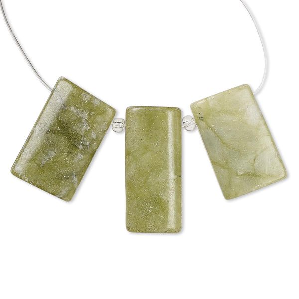 Jungle "jasper" 1pkg3, puffed flat-back rectangle drop natural 29x16mm-30x21mm / 35x16mm-36x18mm image number 0