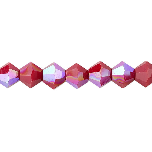 Bead 1pk opaque red AB, Celestial Crystal® 8mm bicone 15.5-16 inch image number 0