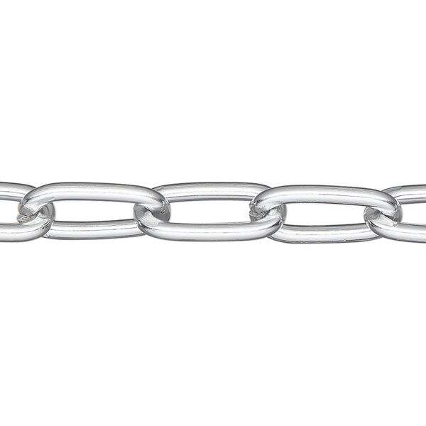 Chain, anodized aluminum, silver, 7.8mm paperclip. Sold per pkg of 25 feet. image number 0