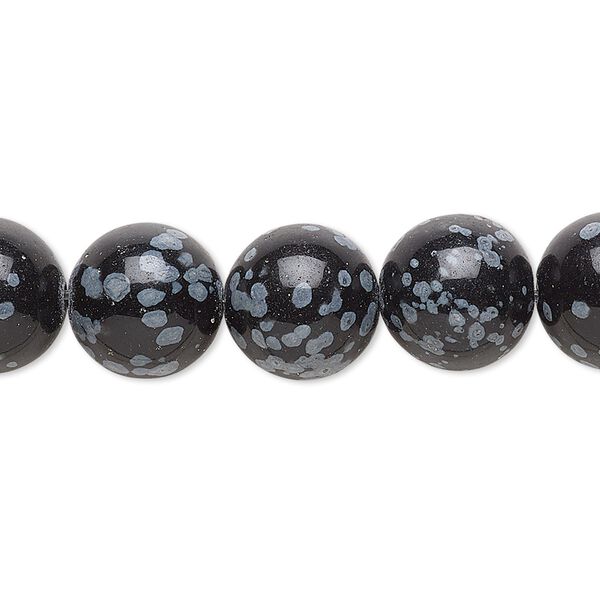 Snowflake obsidian 1pkg1, round bead natural 15.5-16 inch 12mm image number 0