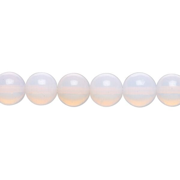 Bead, sea "opal" glass, pink, 8mm round. Sold per 15-1/2" to 16" strand. image number 0