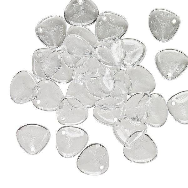 Drop, Preciosa, Czech pressed glass, clear, 8x7mm triangular teardrop. Sold per pkg of 30. image number 0
