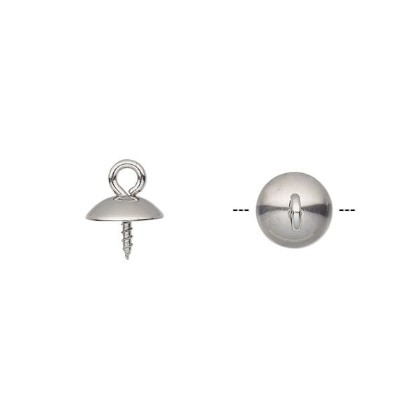 Cup, stainless steel, 10x8mm with 8mm cup and 5mm twisted peg, fits 8-12mm bead. Sold per pkg of 20. image number 0