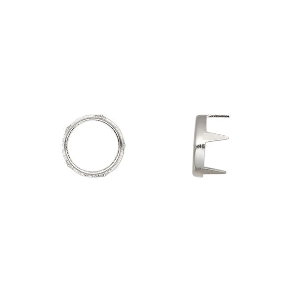 Rhinestone mount, imitation rhodium-plated brass, 9x5mm with SS40 rose or rose 5-prong rim setting. Sold per pkg of 100. image number 0