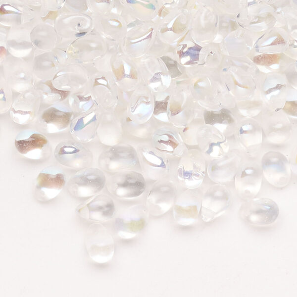 Bead glass 216pk 6x2mm teardrop, translucent clear AB image number 0