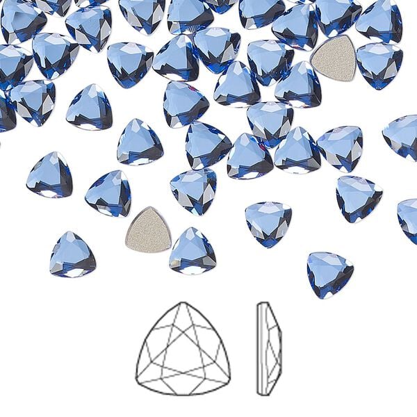 Flat back 288pk sapphire foil back, Swarovski® 5mm trilliant 2472 image number 0
