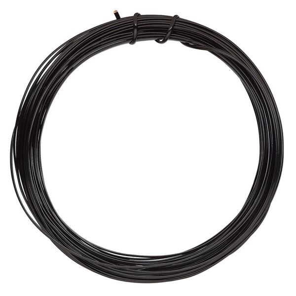 Wire, ParaWire™, black enamel copper, half-round, 18 gauge. Sold per 7-yard section. image number 0