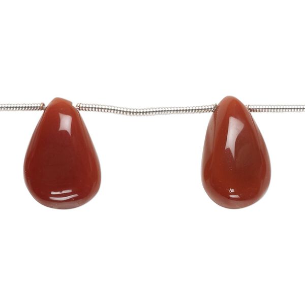 Carnelian 1pkg9, hand-cut top-drilled puffed teardrop bead 12x9mm-17x11mm image number 0