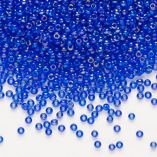 Seed bead, Preciosa Ornela Czech glass, pkg/50g, #11 rocaille, translucent rainbow medium blue, (31080). image number 0