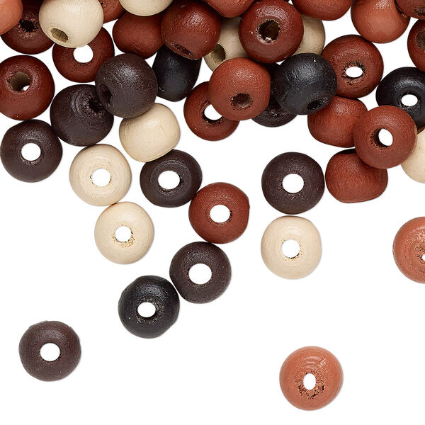 Bead mix, painted Korean boxwood, mixed colors, 7-8mm irregular round. Sold per 1/4 pound pkg, approximately 750 beads. image number 0