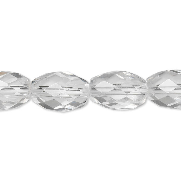 Quartz crystal 1pkg1, faceted oval bead natural 8 inch 14x10mm image number 0