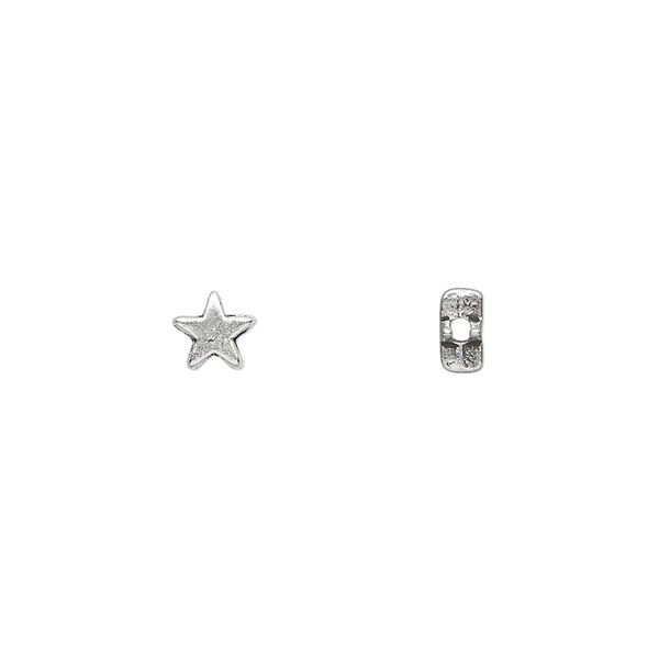 Bead, antique silver-plated "pewter" (zinc-based alloy), 5x5mm double-sided star. Sold per pkg of 100. image number 0