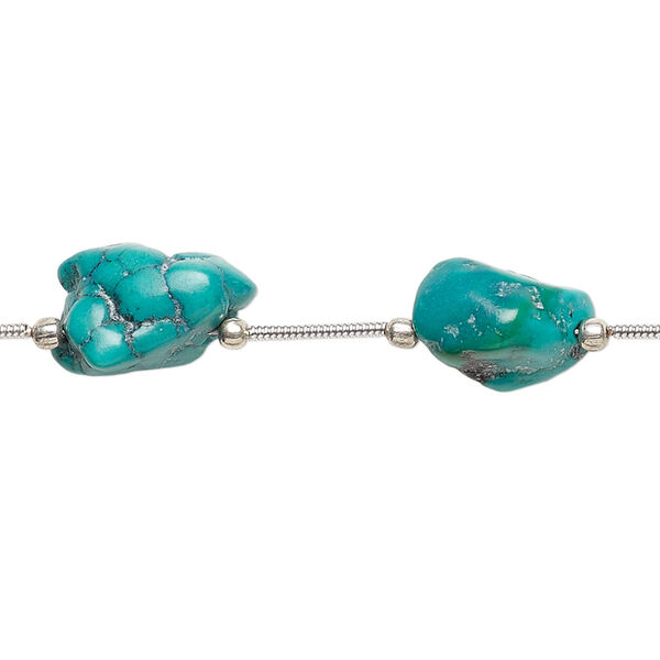 Bead, turquoise (dyed / stabilized), small nugget, Mohs hardness 5 to 6. Sold per pkg of 6. image number 0
