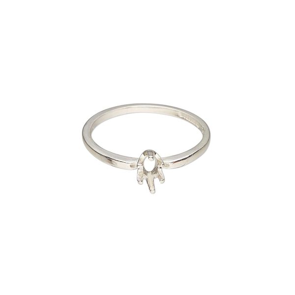 Ring, Sure-Set™, sterling silver, 6x3mm 6-prong marquise basket setting, size 6.5. Sold individually. image number 0