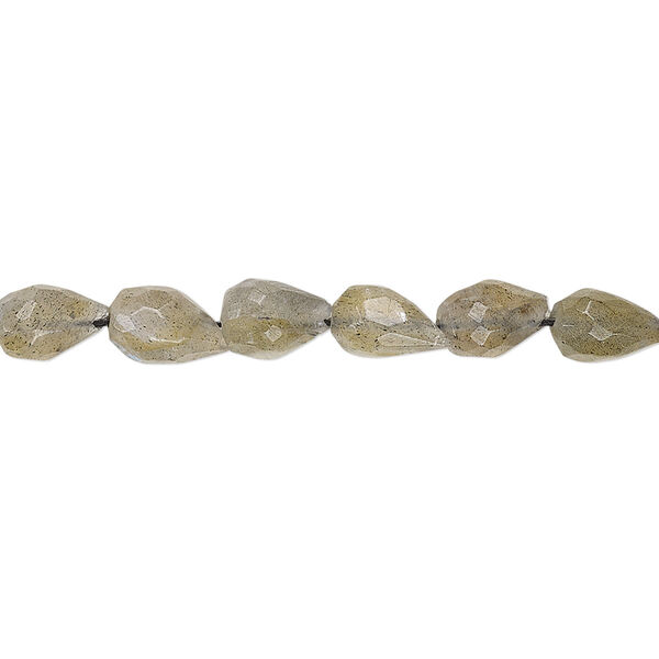 Labradorite 1pkg1, hand-cut faceted teardrop bead natural 8 inch 7x5mm-9x6mm image number 0