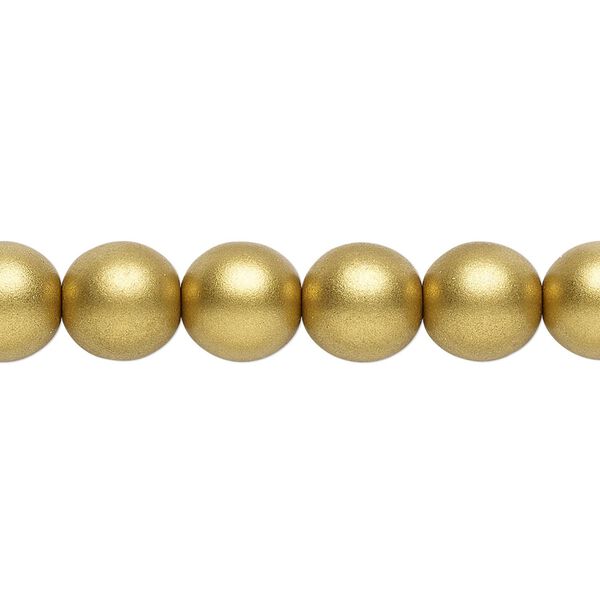 Bead, Czech glass druk, opaque satin metallic bronze, 10mm round. Sold per 15-1/2" to 16" strand. image number 0