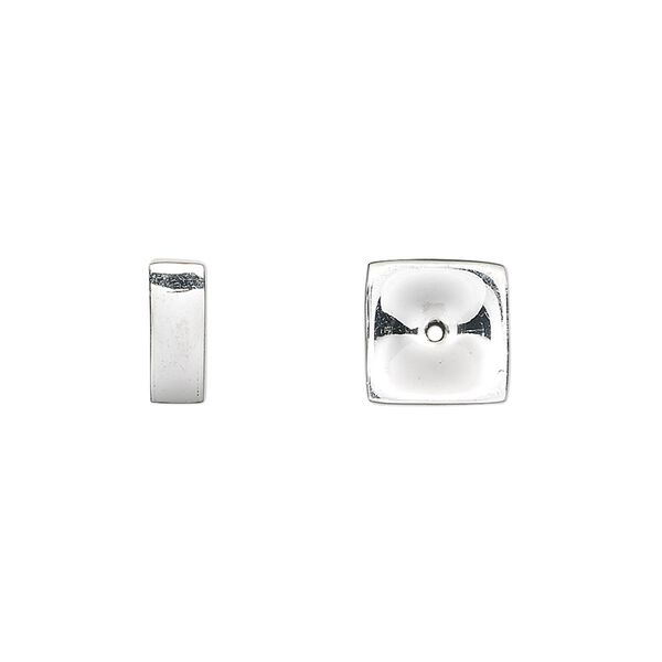 Bead, sterling silver, 10x3.5mm smooth concave square rondelle. Sold individually. image number 0