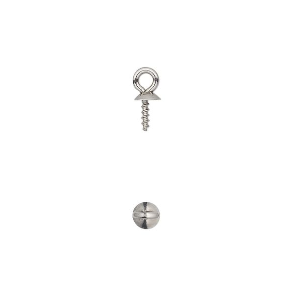 Cup, stainless steel, 9x4mm with 4mm cup and 4.5mm twisted peg, fits 3-6mm bead. Sold per pkg of 20. image number 0
