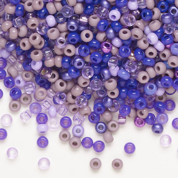 Seed bead mix, Preciosa Czech glass, pkg/50g, #8 round, opaque multi-purple. image number 0