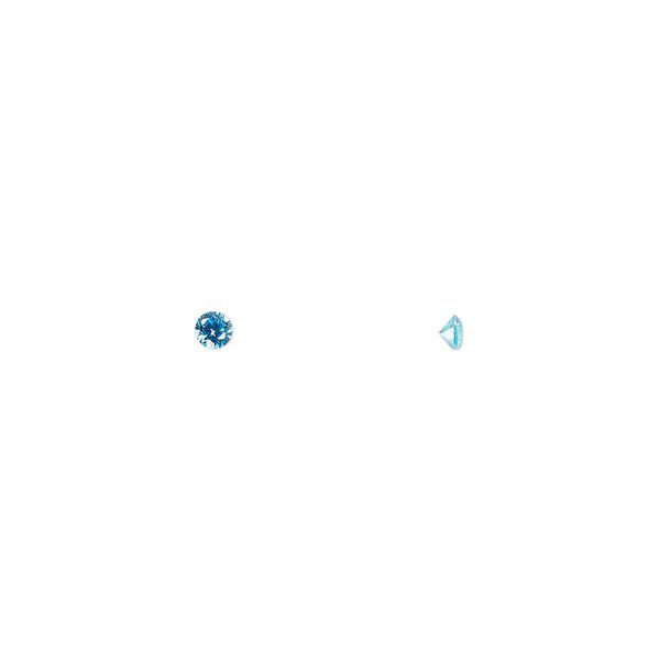 Gem, cubic zirconia, zircon blue, 2mm faceted round, Mohs hardness 8-1/2. Sold per pkg of 10. image number 0